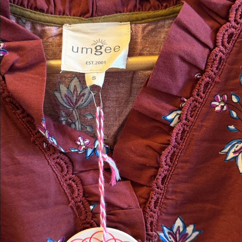 NWT Umgee Floral Dress Smocked Waist & Ruffle Trim - Picture 4 of 6
